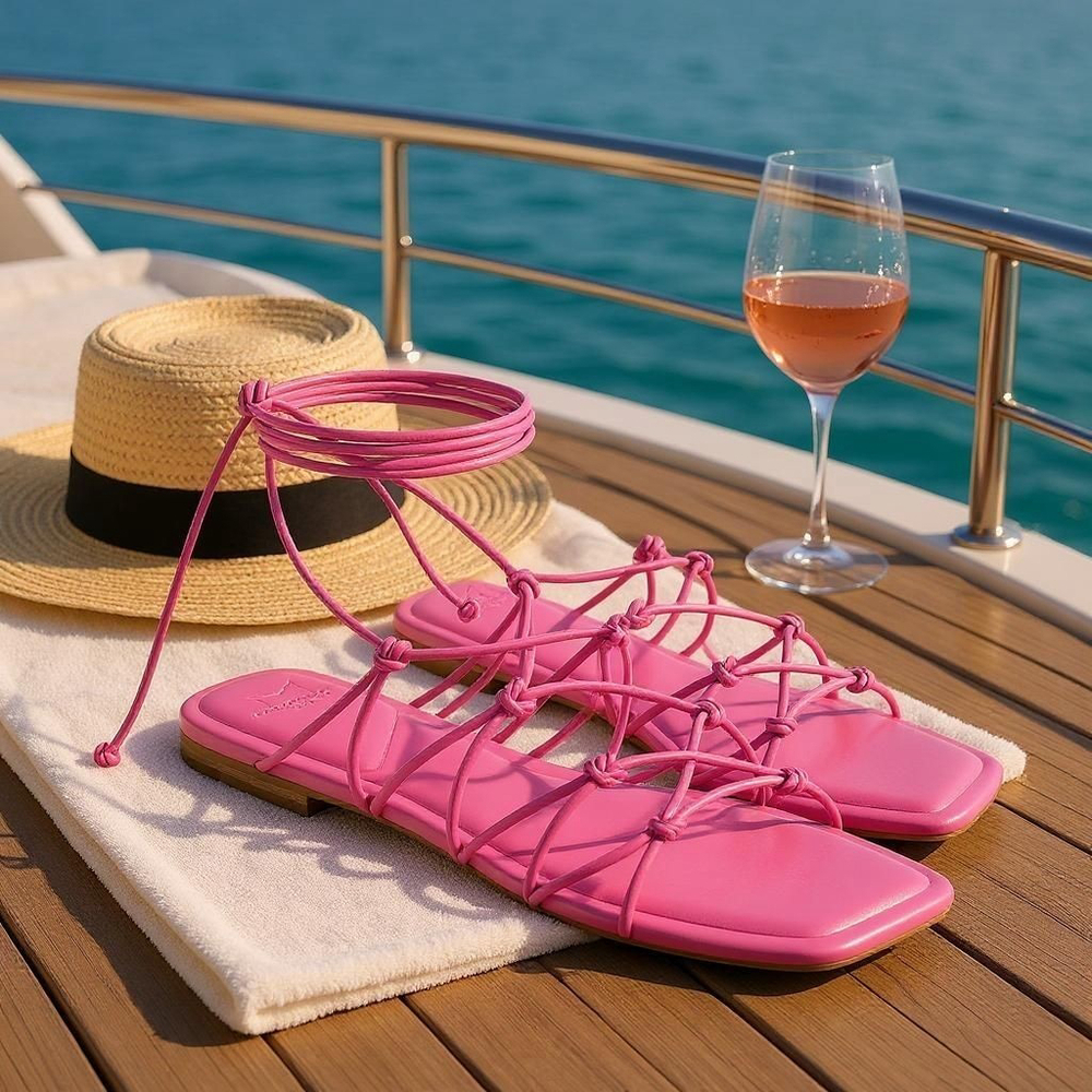 Marc Fisher Women Strappy Gladiator Square Toe Sandals FUSHIA Size 8.5 M
